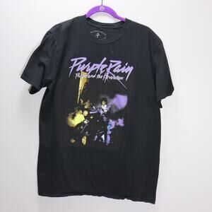 Prince Purple Rain Graphic Tee Official Licensed Black T-Shirt Size L